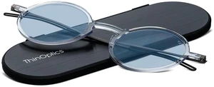 ThinOptics Ultra-Thin Blue Light Blocking Reading Glasses with Case - Readers for Computers & Screens - Round, Clear 2.0x ThinOptics Ultra-Thin Blue Light Blocking Reading Glasses with Case - Readers for Computers & Screens - Round, Clear 2.0x