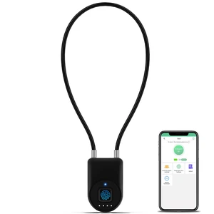 Fingerprint Cable Lock, 6" Long Cable Smart Padlock with Fingerprint Bluetooth APP, Keyless Biometric Waterproof Outdoor Gate Lock for Refrigerator French Door Fence Backyard Pantry Fingerprint Cable Lock, 6" Long Cable Smart Padlock with Fingerprint Bluetooth APP, Keyless Biometric Waterproof Outdoor Gate Lock for Refrigerator French Door Fence Backyard Pantry