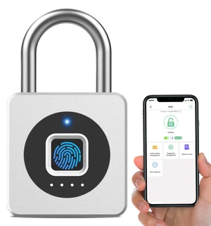 Fingerprint Gym Locker Lock, Keyless Biometric Padlock | Weatherproof Bluetooth App Smart Combination Pad Lock for Outdoor Fence Gate School Storage Unit Pool Shed - Silver Fingerprint Gym Locker Lock, Keyless Biometric Padlock | Weatherproof Bluetooth App Smart Combination Pad Lock for Outdoor Fence Gate School Storage Unit Pool Shed - Silver