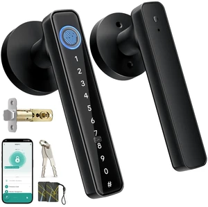 Smart Fingerprint Door Lock with handle, Fingerprint Door Knob, Matte Black | Keyless Entry Door Knob with APP/Fingerprint/IC Cards/Password/Keys, Thumb Print Door Knobs for Bedroom, Apartment, Home Smart Fingerprint Door Lock with handle, Fingerprint Door Knob, Matte Black | Keyless Entry Door Knob with APP/Fingerprint/IC Cards/Password/Keys, Thumb Print Door Knobs for Bedroom, Apartment, Home