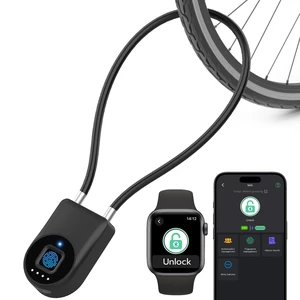 Fingerprint Padlock with 15" Steel Cable, Smart Gate Lock for Outdoor Fence | Keyless Biometric Bluetooth App Cable Lock, Weatherproof Bike Lock for Pool Gate, Toolbox, Locker & Shed - Black Fingerprint Padlock with 15" Steel Cable, Smart Gate Lock for Outdoor Fence | Keyless Biometric Bluetooth App Cable Lock, Weatherproof Bike Lock for Pool Gate, Toolbox, Locker & Shed - Black
