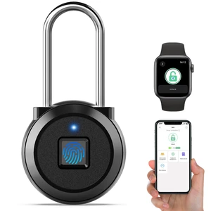 Long Shackle Padlock, Fingerprint Locker Lock for Fence Gate | Biometric Smart Pad Lock with Bluetooth App, IP65 Weatherproof, 1.77in Shackle Clearance for Cabinet Backpack - Black Long Shackle Padlock, Fingerprint Locker Lock for Fence Gate | Biometric Smart Pad Lock with Bluetooth App, IP65 Weatherproof, 1.77in Shackle Clearance for Cabinet Backpack - Black