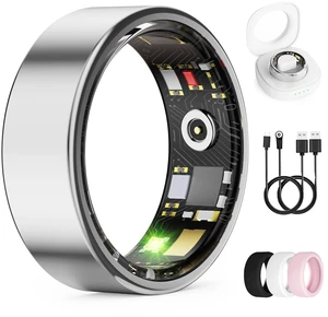 Smart Ring for Women & Men, Health Tracker Ring, Fitness Tracker Ring | Blood Pressure,Temperature, Heart Rate, SpO2, HRV & Stress, IP68 Waterproof, Sleep Tracker, No App Fee (Silver, 8#) Smart Ring for Women & Men, Health Tracker Ring, Fitness Tracker Ring | Blood Pressure,Temperature, Heart Rate, SpO2, HRV & Stress, IP68 Waterproof, Sleep Tracker, No App Fee (Silver, 8#)