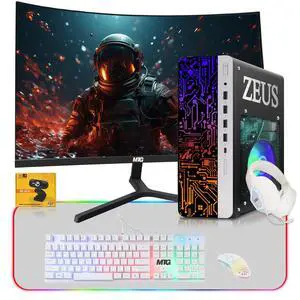 TechMagnet Zeus Pro 9 Gaming Desktop PC, Intel i5, GT 1030, 16GB RAM, 1TB SSD+4TB HDD, 27 Inch Curved Monitor, 4 in 1 Gaming Kit, Webcam, USB WiFi BT, Win 11 TechMagnet Zeus Pro 9 Gaming Desktop PC, Intel i5, GT 1030, 16GB RAM, 1TB SSD+4TB HDD, 27 Inch Curved Monitor, 4 in 1 Gaming Kit, Webcam, USB WiFi BT, Win 11