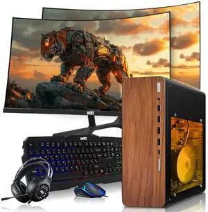 HP Full Dark Gaming PC Desktop Computer AMD Ryzen 3 PRO, GT 1030 Graphics, 8GB RAM, 1TB SSD, Dual 27 Inch Curved Monitor, RGB KBM, Headphone, WiFi BT, Win 11 HP Full Dark Gaming PC Desktop Computer AMD Ryzen 3 PRO, GT 1030 Graphics, 8GB RAM, 1TB SSD, Dual 27 Inch Curved Monitor, RGB KBM, Headphone, WiFi BT, Win 11