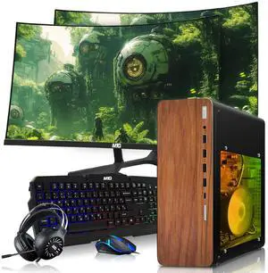 TechMagnet HP Full Dark Gaming PC Desktop Computer, AMD Ryzen 3 PRO, GT 1030 Graphics, 16GB RAM, 512GB SSD, Dual 32 Inch Curved Monitor, RGB KBM, Headphone, WiFi BT, Win 11 TechMagnet HP Full Dark Gaming PC Desktop Computer, AMD Ryzen 3 PRO, GT 1030 Graphics, 16GB RAM, 512GB SSD, Dual 32 Inch Curved Monitor, RGB KBM, Headphone, WiFi BT, Win 11
