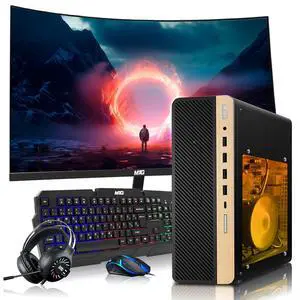 HP Half Light Gaming PC Desktop Computer AMD Ryzen 3 PRO, GT 1030 Graphics, 8GB RAM, 256GB SSD, 24 Inch Curved Monitor, RGB KBM, Headphone, WiFi BT, Win 11 HP Half Light Gaming PC Desktop Computer AMD Ryzen 3 PRO, GT 1030 Graphics, 8GB RAM, 256GB SSD, 24 Inch Curved Monitor, RGB KBM, Headphone, WiFi BT, Win 11