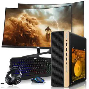 TechMagnet HP Half Light Gaming PC Desktop Computer, AMD Ryzen 3 PRO, RX 550 Graphics, 8GB RAM, 256GB SSD, Dual 24 Inch Curved Monitor, RGB KBM, Headphone, WiFi BT, Win 11 TechMagnet HP Half Light Gaming PC Desktop Computer, AMD Ryzen 3 PRO, RX 550 Graphics, 8GB RAM, 256GB SSD, Dual 24 Inch Curved Monitor, RGB KBM, Headphone, WiFi BT, Win 11