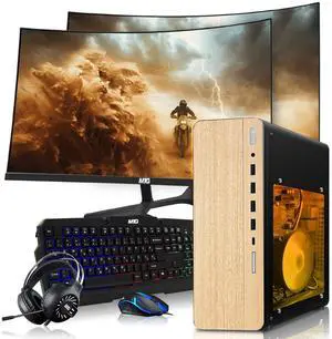 TechMagnet HP Full Light Gaming PC Desktop Computer, AMD Ryzen 3 PRO, RX 550 Graphics, 8GB RAM, 1TB SSD, Dual 24 Inch Curved Monitor, RGB KBM, Headphone, WiFi BT, Win 11 TechMagnet HP Full Light Gaming PC Desktop Computer, AMD Ryzen 3 PRO, RX 550 Graphics, 8GB RAM, 1TB SSD, Dual 24 Inch Curved Monitor, RGB KBM, Headphone, WiFi BT, Win 11