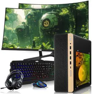 TechMagnet HP Half Light Gaming PC Desktop Computer, AMD Ryzen 3 PRO, GT 1030 Graphics, 16GB RAM, 1TB SSD, Dual 32 Inch Curved Monitor, RGB KBM, Headphone, WiFi BT, Win 11 TechMagnet HP Half Light Gaming PC Desktop Computer, AMD Ryzen 3 PRO, GT 1030 Graphics, 16GB RAM, 1TB SSD, Dual 32 Inch Curved Monitor, RGB KBM, Headphone, WiFi BT, Win 11