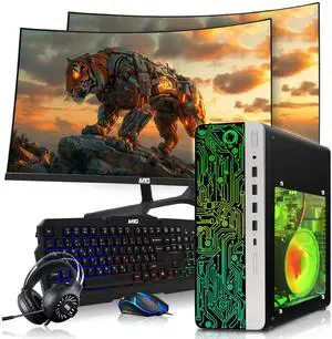 HP Gaming Desktop Computer PC, AMD Ryzen 3 Pro, 16GB RAM, 1TB SSD, RX 550 Graphics, Dual 27 Inch Curved Monitor, RGB KBM, Headphone, USB WiFi BT, Win 11 Pro HP Gaming Desktop Computer PC, AMD Ryzen 3 Pro, 16GB RAM, 1TB SSD, RX 550 Graphics, Dual 27 Inch Curved Monitor, RGB KBM, Headphone, USB WiFi BT, Win 11 Pro