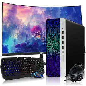 HP G3 Gaming Desktop Computer PC, i5, 32GB RAM, 240GB SSD, GT 1030 Graphics, 24 Inch Curved Monitor, RGB KBM, Headphone, Webcam, USB WiFi BT, Win 11 Pro HP G3 Gaming Desktop Computer PC, i5, 32GB RAM, 240GB SSD, GT 1030 Graphics, 24 Inch Curved Monitor, RGB KBM, Headphone, Webcam, USB WiFi BT, Win 11 Pro