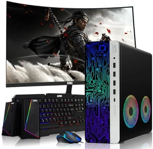 HP G3 Desktop Computer Gaming PC, i7, 16GB RAM, 512GB SSD, GTX 1650 Graphics, 24 Inch Curved Monitor, RGB KBM, Speaker, USB WiFi BT, Win 11 HP G3 Desktop Computer Gaming PC, i7, 16GB RAM, 512GB SSD, GTX 1650 Graphics, 24 Inch Curved Monitor, RGB KBM, Speaker, USB WiFi BT, Win 11