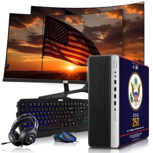 HP Liberty Edition, Desktop Computer Gaming PC, AMD Ryzen 3 Pro, 16GB RAM, 256GB SSD + 2x500GB HDD GTX 1650 Graphics, Dual 27 Inch Curved Monitor, RGB KBM, Headphone, Webcam, USB WiFi BT, Win 11 HP Liberty Edition, Desktop Computer Gaming PC, AMD Ryzen 3 Pro, 16GB RAM, 256GB SSD + 2x500GB HDD GTX 1650 Graphics, Dual 27 Inch Curved Monitor, RGB KBM, Headphone, Webcam, USB WiFi BT, Win 11