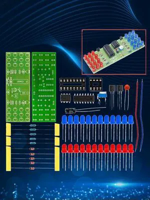 Project 1-Piece Beginner Flashing Light Kit: NE555/CD4017 Chips, Red-Blue LEDs Electronic Learning Project Project 1-Piece Beginner Flashing Light Kit: NE555/CD4017 Chips, Red-Blue LEDs Electronic Learning Project