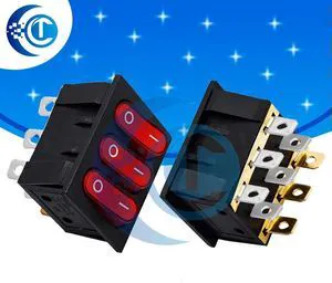 9-Pin Red Triple-Light KCD3-303 Switch (1PCS) - 16A/250V AC On-Off for Marine & Automotive Applications 9-Pin Red Triple-Light KCD3-303 Switch (1PCS) - 16A/250V AC On-Off for Marine & Automotive Applications