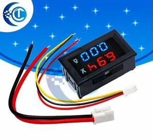 DC Digital Dual Display Meter (Panel-Mount) 0-100V 10A, 0.28" Red/Blue LED Voltmeter Ammeter DC Digital Dual Display Meter (Panel-Mount) 0-100V 10A, 0.28" Red/Blue LED Voltmeter Ammeter