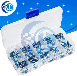 RM063 Vertical Multiturn Trimmer Potentiometer Kit (100PCS) - 10 Values 5001M Adjustable Resistors RM063 Vertical Multiturn Trimmer Potentiometer Kit (100PCS) - 10 Values 5001M Adjustable Resistors