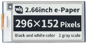 Pico-ePaper-2.66, 2.66inch E-Paper E-Ink Display Module for Raspberry Pi Pico, 296×152, Black / White, SPI Pico-ePaper-2.66, 2.66inch E-Paper E-Ink Display Module for Raspberry Pi Pico, 296×152, Black / White, SPI