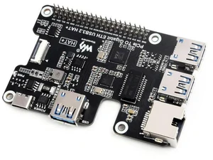PCIe To Gigabit Ethernet And USB 3.2 Gen1 HAT For Raspberry Pi 5,3x USB 3.2 Gen1,1x Gigabit Ethernet,Driver-Free,Plug And Play PCIe To Gigabit Ethernet And USB 3.2 Gen1 HAT For Raspberry Pi 5,3x USB 3.2 Gen1,1x Gigabit Ethernet,Driver-Free,Plug And Play