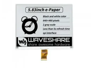 5.83inch e-Paper,E-Ink Raw Display, 648×480, Black / White, SPI, Without PCB 5.83inch e-Paper,E-Ink Raw Display, 648×480, Black / White, SPI, Without PCB