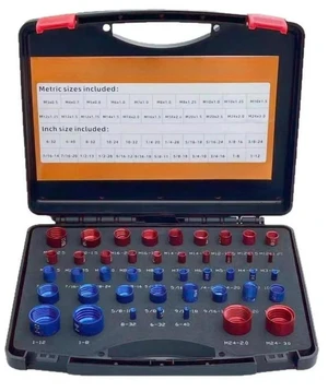 For 44-Piece Set, Thread Inspector, Aluminum, Red and Blue Inspector Gauge For 44-Piece Set, Thread Inspector, Aluminum, Red and Blue Inspector Gauge