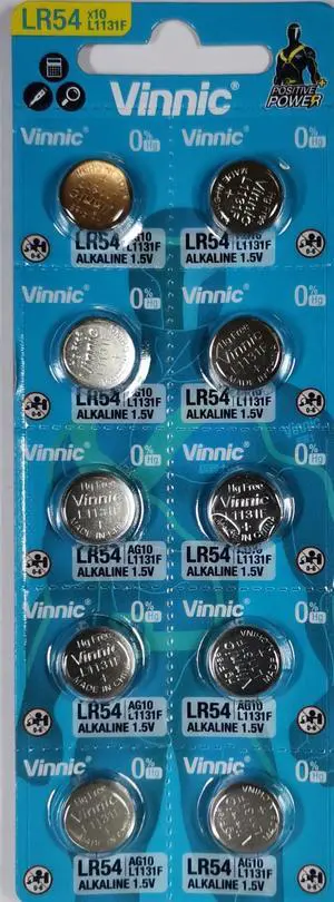 Vinnic L1131-C10-Ag10 Alkaline Manganese Button (Pack Of 10) Cells Vinnic L1131-C10-Ag10 Alkaline Manganese Button (Pack Of 10) Cells