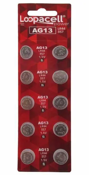 LOOPACELL AG13 LR44 L1154 357 76A A76 Button Cell Battery 10 Pack LOOPACELL AG13 LR44 L1154 357 76A A76 Button Cell Battery 10 Pack