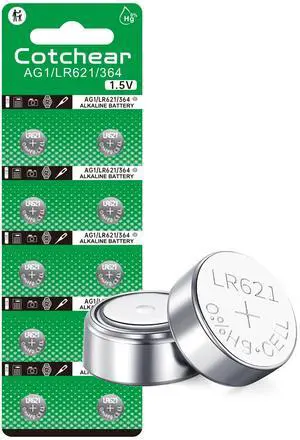 Cotchear 10pcs AG1 Battery LR621 364 Watch Battery 1.55V 364 SR621SW LR621 621 LR60 CX60 Alkaline Button Cell Batteries for Watch Toys Remote Cotchear 10pcs AG1 Battery LR621 364 Watch Battery 1.55V 364 SR621SW LR621 621 LR60 CX60 Alkaline Button Cell Batteries for Watch Toys Remote