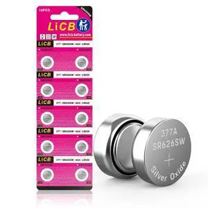 LiCB 10 Pack SR626SW 377 Watch Battery,Long-Lasting & Leak-Proof,High Capacity Silver Oxide 1.55V Button Cell Batteries for Watch LiCB 10 Pack SR626SW 377 Watch Battery,Long-Lasting & Leak-Proof,High Capacity Silver Oxide 1.55V Button Cell Batteries for Watch