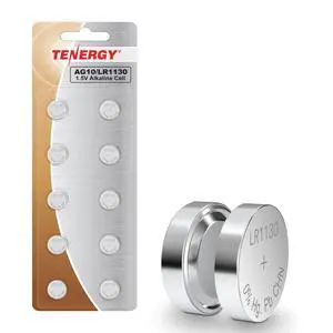 Tenergy AG10 LR1130 Button Cell Batteries 1.5V (10-Count), 389 390 Alkaline Battery Replacement for Watches, Calculators, Toys, and Small Electronics Tenergy AG10 LR1130 Button Cell Batteries 1.5V (10-Count), 389 390 Alkaline Battery Replacement for Watches, Calculators, Toys, and Small Electronics