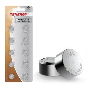 Tenergy 1.5 Volt Battery LR44, Button Cell LR44, ag13/LR44 Batteries Equivalent, Ideal for Watches, Laser Pointers, Small Toys, Portable Electronics, and More, 10 Count Tenergy 1.5 Volt Battery LR44, Button Cell LR44, ag13/LR44 Batteries Equivalent, Ideal for Watches, Laser Pointers, Small Toys, Portable Electronics, and More, 10 Count