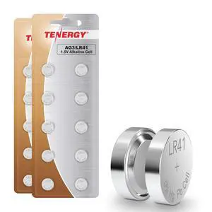 Tenergy 1.5 Volt Battery Button Cell LR41, ag3 Batteries Equivalent, Ideal for thermometers, Watches, Laser Pointers, Small Toys, Portable Electronics, 20 Count Tenergy 1.5 Volt Battery Button Cell LR41, ag3 Batteries Equivalent, Ideal for thermometers, Watches, Laser Pointers, Small Toys, Portable Electronics, 20 Count