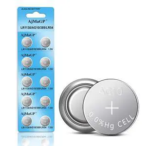 AjMaGP 10 Pack AG10 389A LR1130 LR54 L1131 SR1130 1.5v Button Cell Coin Battery AjMaGP 10 Pack AG10 389A LR1130 LR54 L1131 SR1130 1.5v Button Cell Coin Battery