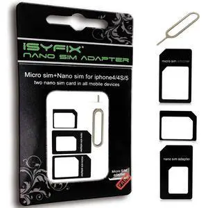 iSYFIX Sim Card Adapter Nano Micro | Standard 4 in 1 Converter Kit with Steel Tray Eject Pin iSYFIX Sim Card Adapter Nano Micro | Standard 4 in 1 Converter Kit with Steel Tray Eject Pin