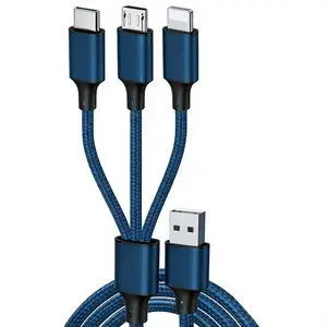 Awnuwuy 10ft Multi 3in1 Charging Cable Blue, 3 Port (Type C/Micro/iPhone) | Nylon Braided, Long Multiple USB Charger Cord for Multiple Devices, iPhone 17/16/15/14, Galaxy S26, Tablet Awnuwuy 10ft Multi 3in1 Charging Cable Blue, 3 Port (Type C/Micro/iPhone) | Nylon Braided, Long Multiple USB Charger Cord for Multiple Devices, iPhone 17/16/15/14, Galaxy S26, Tablet