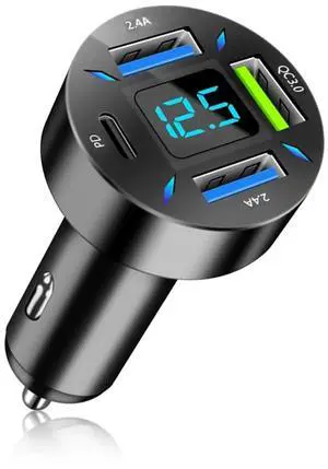 4 in 1 Cigarette Lighter USB Charger with Voltage Display,50W Car Charger USB C Fast Charge for 12-24V Cars,Multi Port Cars Cigarette Lighter Adapter Compatible with iPhone Car Accessories 4 in 1 Cigarette Lighter USB Charger with Voltage Display,50W Car Charger USB C Fast Charge for 12-24V Cars,Multi Port Cars Cigarette Lighter Adapter Compatible with iPhone Car Accessories