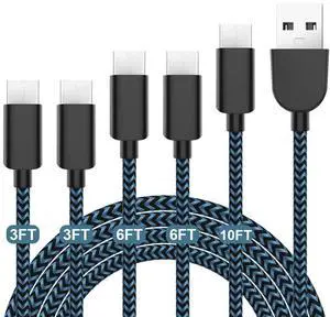 5Pack (3/3/6/6/10FT) Fast Charging 3A USB-C to USB-A Cable Rapid Charger Quick Cord Compatible Samsung Galaxy S10 S9 S8 Plus, Note 10 9 8, LG V50 V40 G8 G7(Blue) 5Pack (3/3/6/6/10FT) Fast Charging 3A USB-C to USB-A Cable Rapid Charger Quick Cord Compatible Samsung Galaxy S10 S9 S8 Plus, Note 10 9 8, LG V50 V40 G8 G7(Blue)