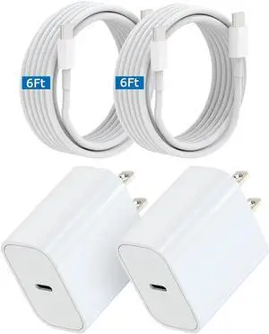 USB C Charger,20W Type C Charger Fast Charging Block with 6FT Long Cable | 2 Pack iPhone Charge USB C for iPhone 17/16/15 Pro Max/PlusAir,iPad Pro/Air/Mini Air USB C Charger,20W Type C Charger Fast Charging Block with 6FT Long Cable | 2 Pack iPhone Charge USB C for iPhone 17/16/15 Pro Max/PlusAir,iPad Pro/Air/Mini Air