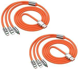 Calsgkspray 2Pcs Orange 3 in 1 Multi USB Cable 100W Multi Charger Cable Fast Charging Cable to Various Mobile Phones with Type-C/Android/Charging Ports 2m/78.7inch Multiple Charging Cord Calsgkspray 2Pcs Orange 3 in 1 Multi USB Cable 100W Multi Charger Cable Fast Charging Cable to Various Mobile Phones with Type-C/Android/Charging Ports 2m/78.7inch Multiple Charging Cord