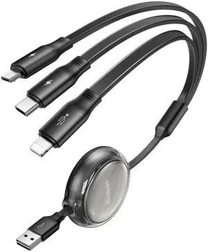 mcdodo Multi Charger Cable 3-in-1 Retractable USB Charging Cable with Lightning/Type C/Micro USB Ports, 4FT Adjustable Length USB Charger Cord for iPhone/iPad/Galaxy/Tablets & More mcdodo Multi Charger Cable 3-in-1 Retractable USB Charging Cable with Lightning/Type C/Micro USB Ports, 4FT Adjustable Length USB Charger Cord for iPhone/iPad/Galaxy/Tablets & More