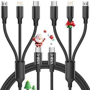 3 in 1 Multi Charging Cable, USB Cable Universal Charger, 2Pack 4FT | Phone Charger Cord with Type-C, Micro USB, L Port, Travel Charger for iPhone 17-8/Android, Travel Camping Essentials 3 in 1 Multi Charging Cable, USB Cable Universal Charger, 2Pack 4FT | Phone Charger Cord with Type-C, Micro USB, L Port, Travel Charger for iPhone 17-8/Android, Travel Camping Essentials