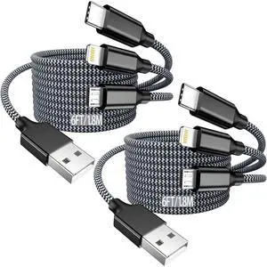 KHNJDQ Long Multi Charging Cable,USB Universal Charger,2Pack 6ft Car Cord | Multi device cable with Lightning Type C Micro USB for iPhone Android Samsung tablets fast charge shared daily backup ready KHNJDQ Long Multi Charging Cable,USB Universal Charger,2Pack 6ft Car Cord | Multi device cable with Lightning Type C Micro USB for iPhone Android Samsung tablets fast charge shared daily backup ready