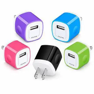 5 Pack USB Charger Block, Single Port 1A USB-A Wall Charger Cube, USB Plug | Charging Outlet Adapter for iPhone, Android Phone, Multi Small Cube Slim AC Power Charge Brick Outlet Box Station 5 Pack USB Charger Block, Single Port 1A USB-A Wall Charger Cube, USB Plug | Charging Outlet Adapter for iPhone, Android Phone, Multi Small Cube Slim AC Power Charge Brick Outlet Box Station