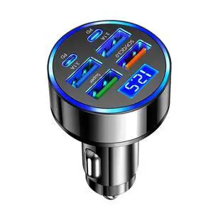 Car Charger USB C with LED Voltage Display,6 Ports PD and QC3.0 Car Cigarette Lighter Adapter for Phone Tablets Fans,Universal 12V/24V Cigarette Lighter USB Charger Car Charger USB C with LED Voltage Display,6 Ports PD and QC3.0 Car Cigarette Lighter Adapter for Phone Tablets Fans,Universal 12V/24V Cigarette Lighter USB Charger