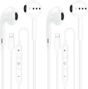 Apple MFi Certified 2 Pack iPhone Wired Headphones with Lightning Connector | Wired In-Ear Earphones,Built-In Remote and Microphone,Calls and Volume,Compatible with iPhone 14 13 12 11 Pro Max Apple MFi Certified 2 Pack iPhone Wired Headphones with Lightning Connector | Wired In-Ear Earphones,Built-In Remote and Microphone,Calls and Volume,Compatible with iPhone 14 13 12 11 Pro Max