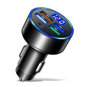 5 Port USB Car Charger(4USB+Type C) Compact Fast Charger Cigarette Lighter Adapter with LED&Voltage Monitor, Compatible with iPhone 14/Pro MacBook, iPad Pro/Air, Galaxy All Smart Phone(1Pcs 5 Port USB Car Charger(4USB+Type C) Compact Fast Charger Cigarette Lighter Adapter with LED&Voltage Monitor, Compatible with iPhone 14/Pro MacBook, iPad Pro/Air, Galaxy All Smart Phone(1Pcs
