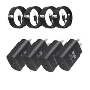 Type C Charger Fast Charging,4-Pack 25W Wall Charger Power Adapter | Power Adapter with Fast Charging Cable Compatible with Galaxy S25/S24/S23 Ultra/S23+/S22 Ultra/S22+, Note 8/9/10 Type C Charger Fast Charging,4-Pack 25W Wall Charger Power Adapter | Power Adapter with Fast Charging Cable Compatible with Galaxy S25/S24/S23 Ultra/S23+/S22 Ultra/S22+, Note 8/9/10