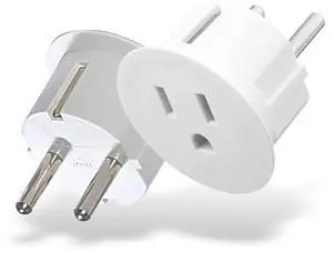 OREI American USA To European plug adapter Type E/F schuko plug adapter - Use in Germany, France, & more - CE Certified For Mobile, Laptop & Camera Chargers - 2 Pack OREI American USA To European plug adapter Type E/F schuko plug adapter - Use in Germany, France, & more - CE Certified For Mobile, Laptop & Camera Chargers - 2 Pack
