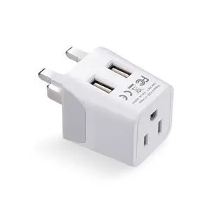 Ceptics US to UK Plug Adapter, Dual USB Adapter for UAE, Ireland, Hong Kong | UK Plug Adapter for Travel, UK Adapters for Travel from USA & Canada, Grounded Charger Adapter for Phones & Electronics Ceptics US to UK Plug Adapter, Dual USB Adapter for UAE, Ireland, Hong Kong | UK Plug Adapter for Travel, UK Adapters for Travel from USA & Canada, Grounded Charger Adapter for Phones & Electronics